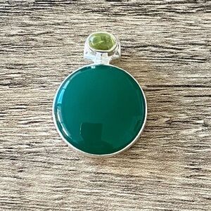 Sterling Silver Green Glass Peridot Pendant